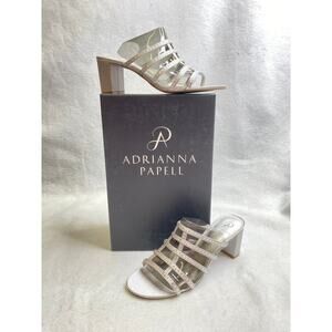 NWB‎ Adrianna Papell Apollo Silver Sheena Heeled Sandals, 7.5